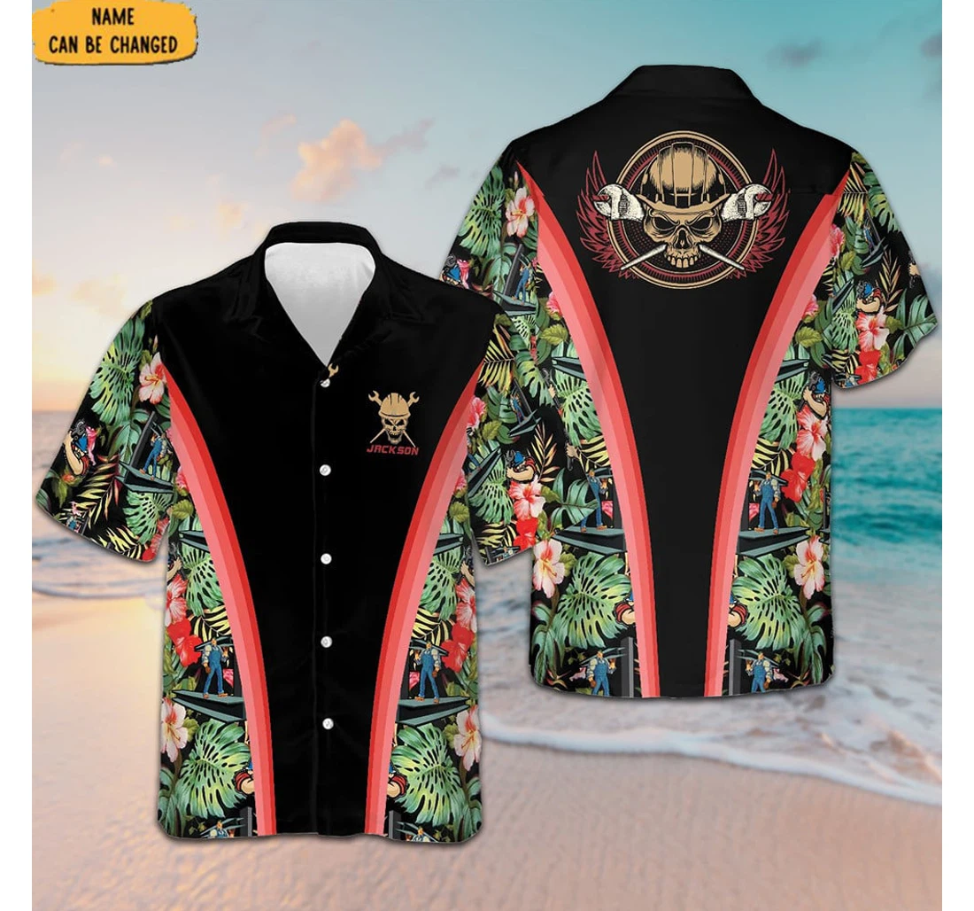 Personalized Custom Ironworker Gift Him Hawaiian Shirt, Button Up Aloha Shirt For Men, Women