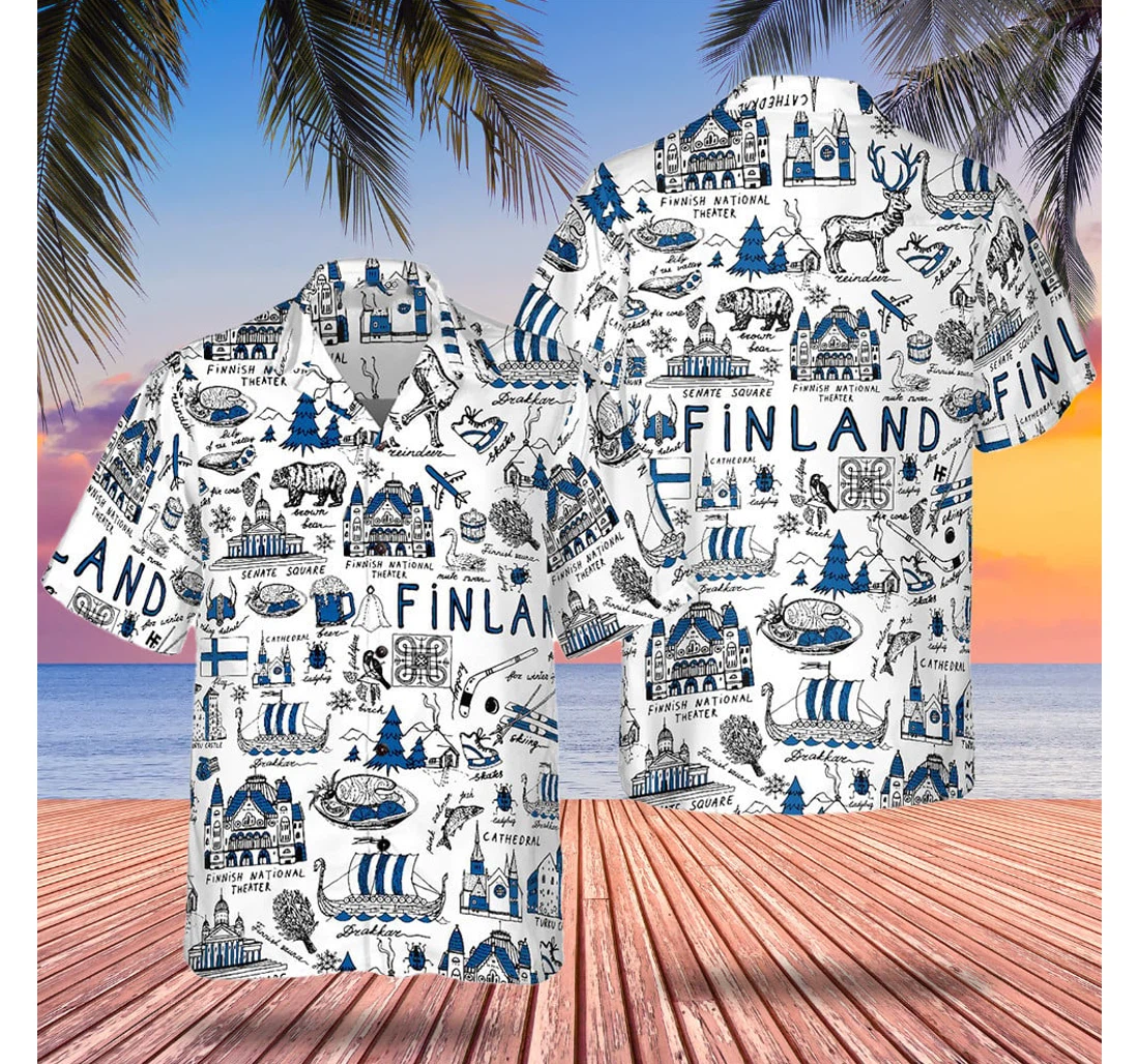 Personalized I Love Finland Finnish Gift Hawaiian Shirt, Button Up Aloha Shirt For Men, Women
