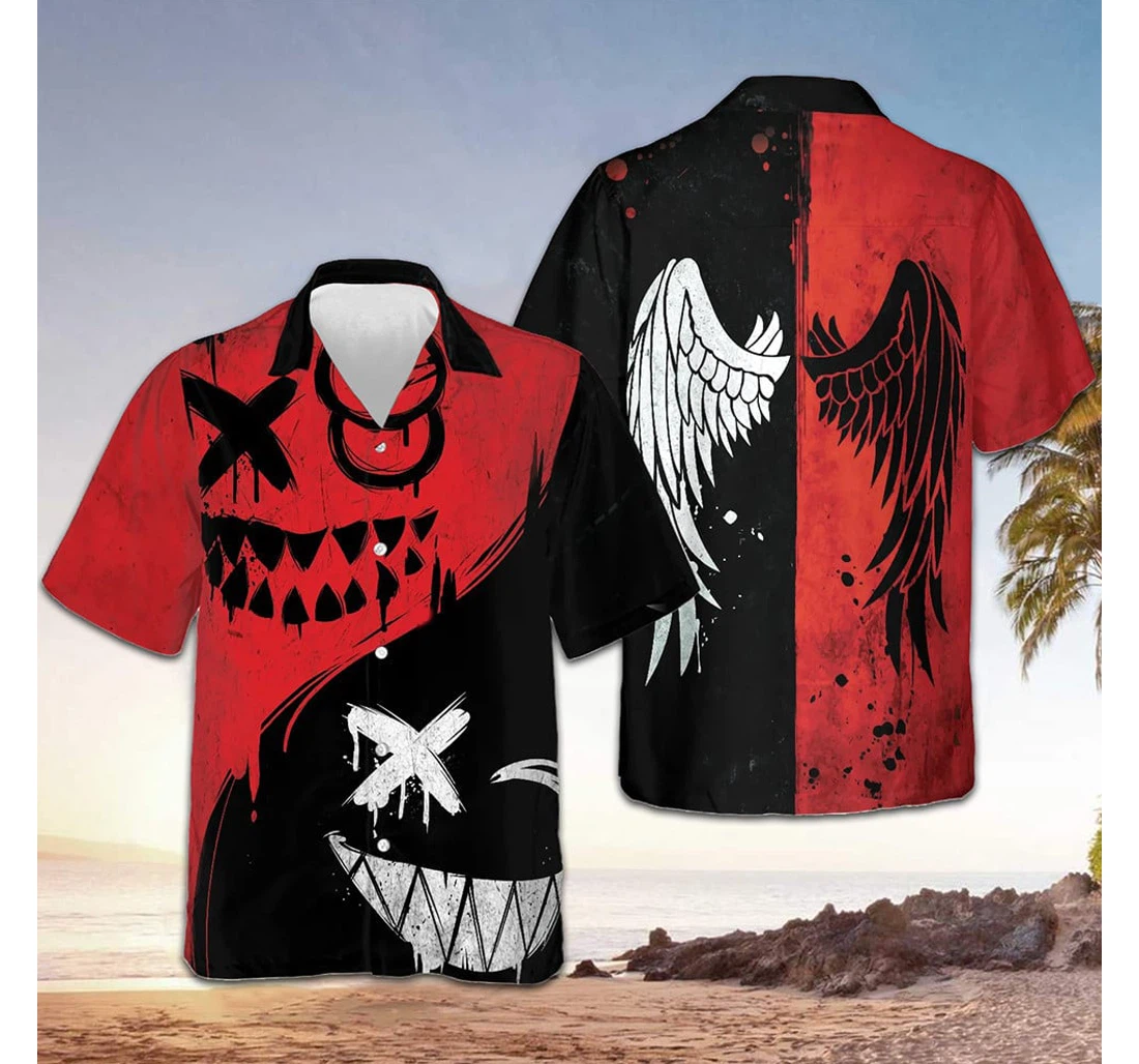 Personalized Evil Smile Halloween Spirit Halloween Gifts Him Hawaiian Shirt, Button Up Aloha Shirt For Men, Women