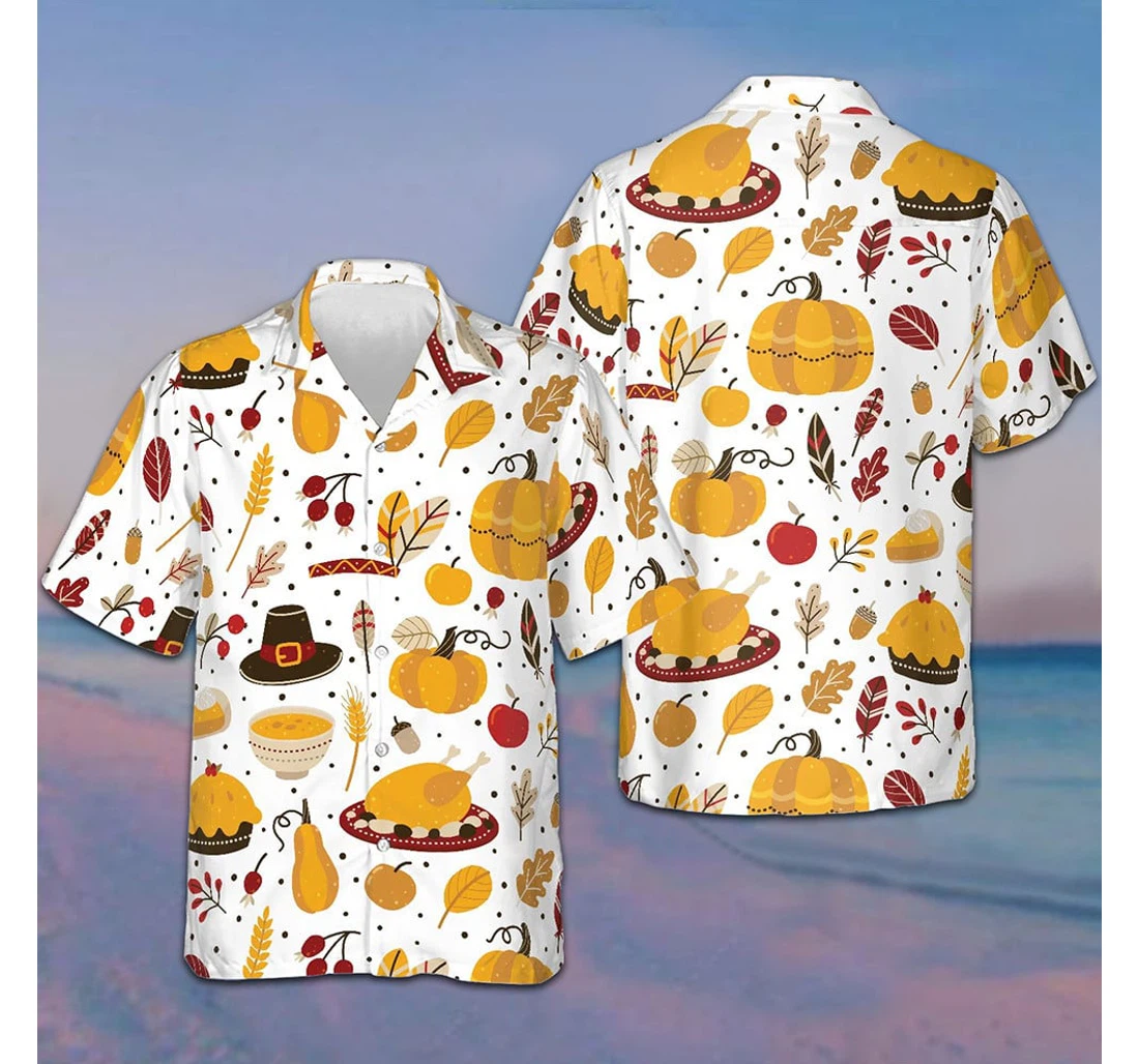 Personalized Thanksgiving Pattern Thanksgiving Gift Ideas Hawaiian Shirt, Button Up Aloha Shirt For Men, Women