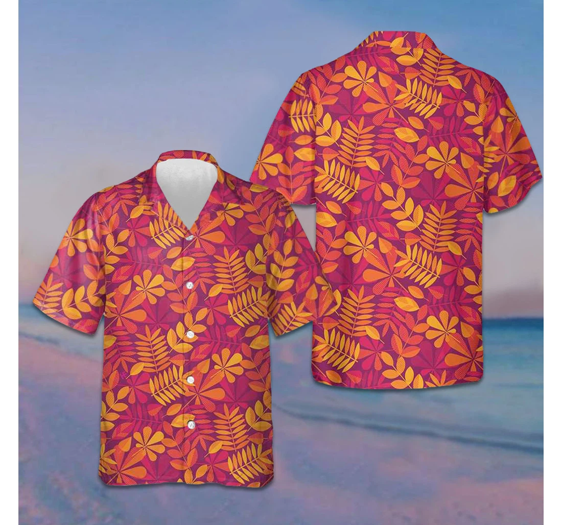 Personalized Autumn Leaves Seamless Pattern Thanksgiving Thanksgiving Gifts Friends Hawaiian Shirt, Button Up Aloha Shirt For Men, Women