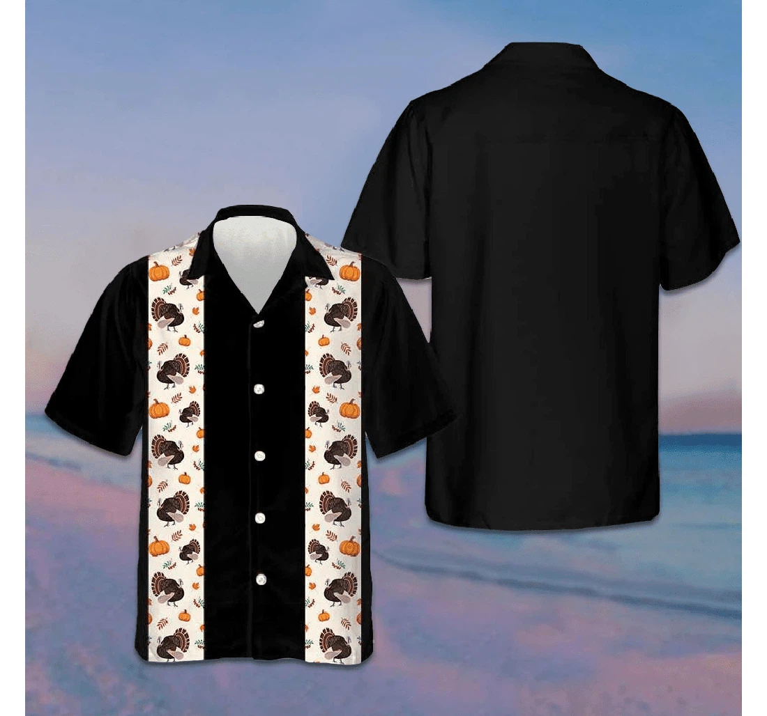 Personalized Thanksgiving Turkey Black Gifts Thanksgiving Hawaiian Shirt, Button Up Aloha Shirt For Men, Women