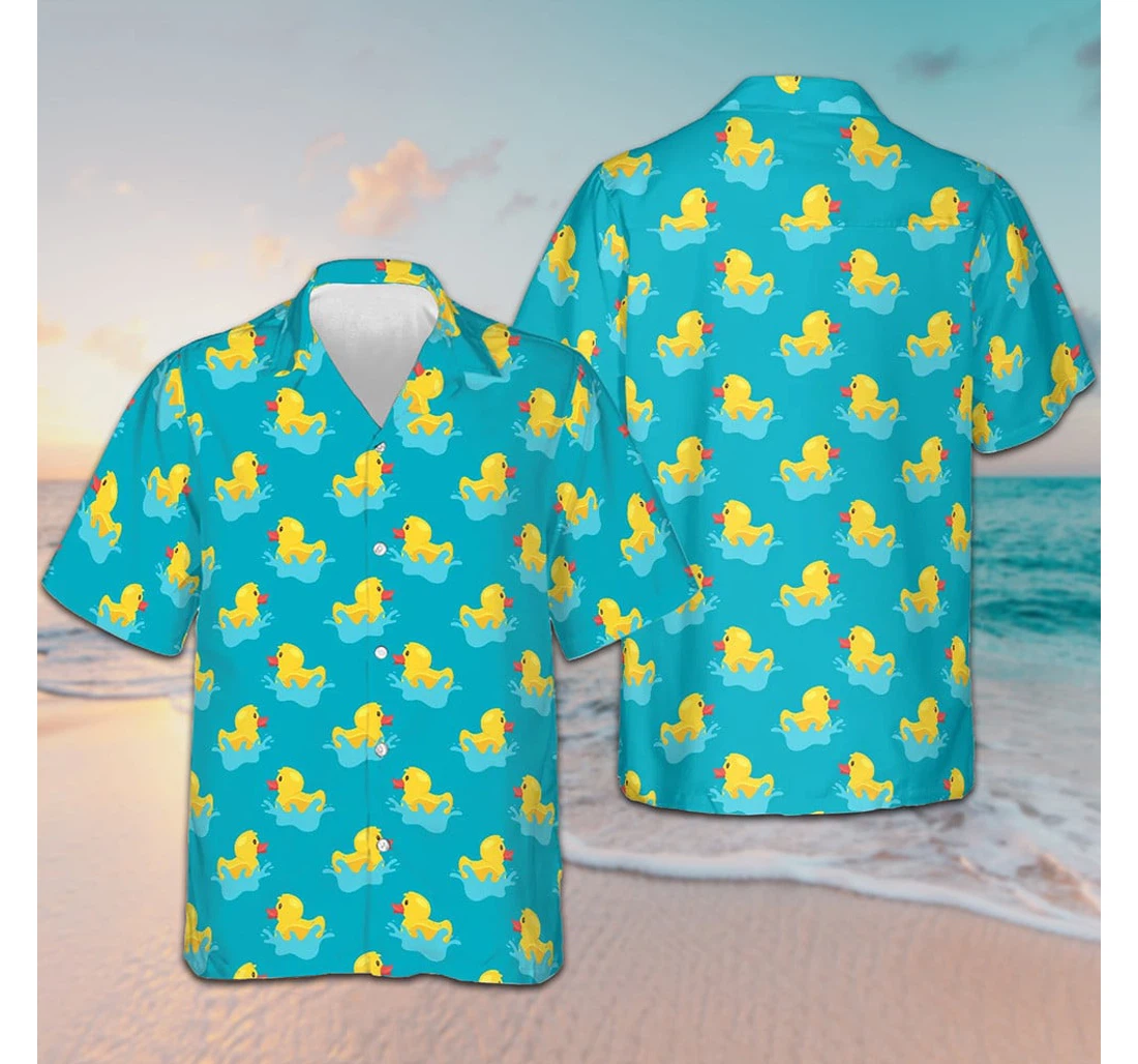 Personalized Little Duck Playing With Water Cute Best Gifts Siblings Hawaiian Shirt, Button Up Aloha Shirt For Men, Women