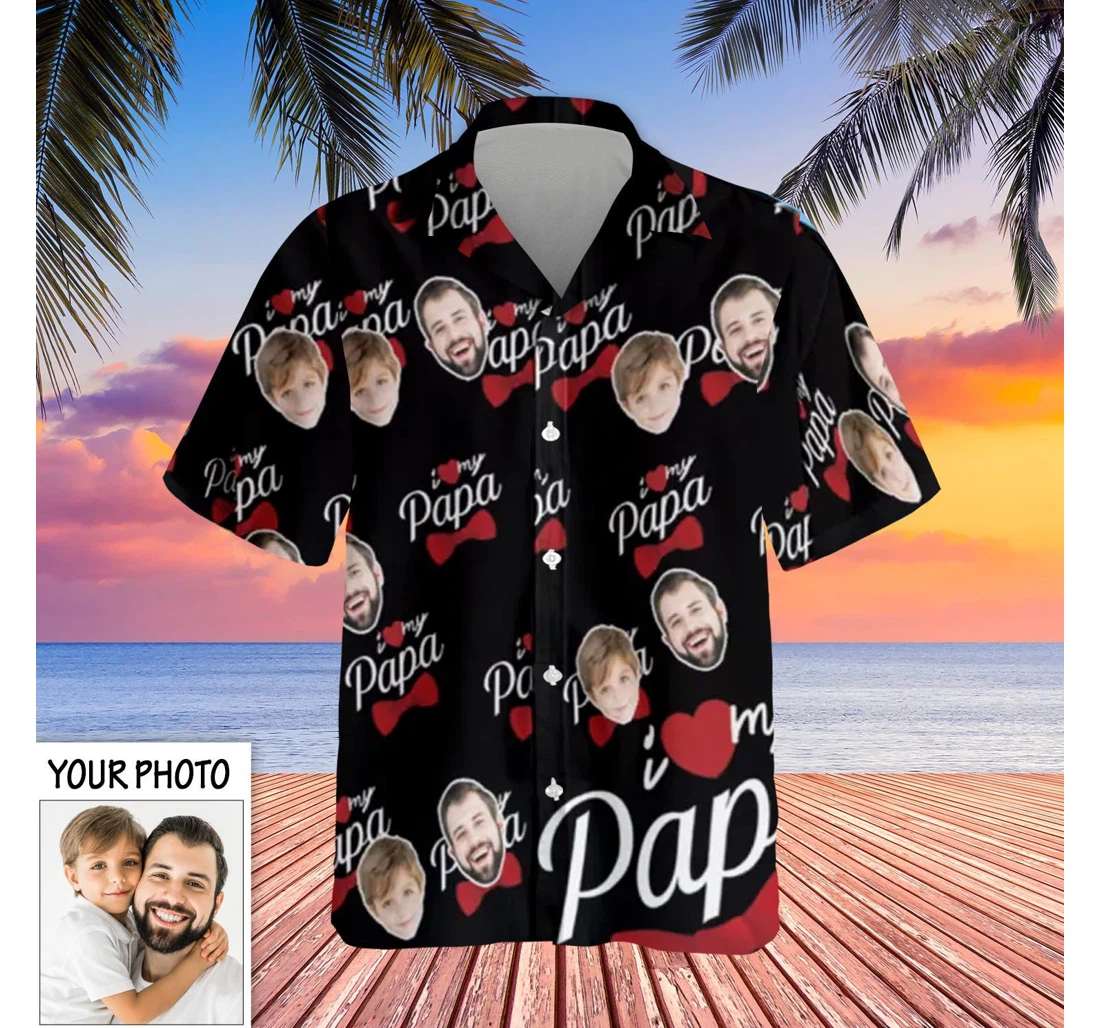 Personalized Photo Papa Father's Day Custom Face Father's Day Gifts Dad Hawaiian Shirt, Button Up Aloha Shirt For Men, Women