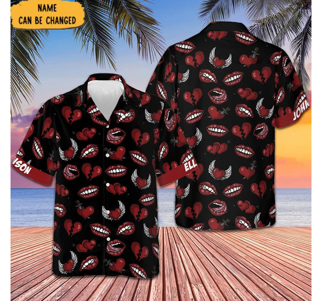 Personalized Custom Valentine Heart Personalized Valentines Gifts Boyfriend Hawaiian Shirt, Button Up Aloha Shirt For Men, Women