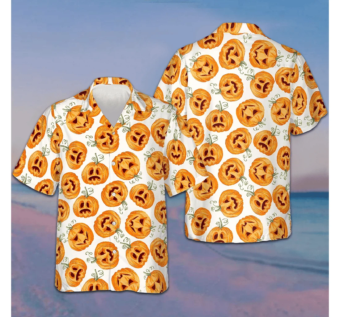 Personalized Pumpkin Pattern Halloween Halloween Ideas Hawaiian Shirt, Button Up Aloha Shirt For Men, Women