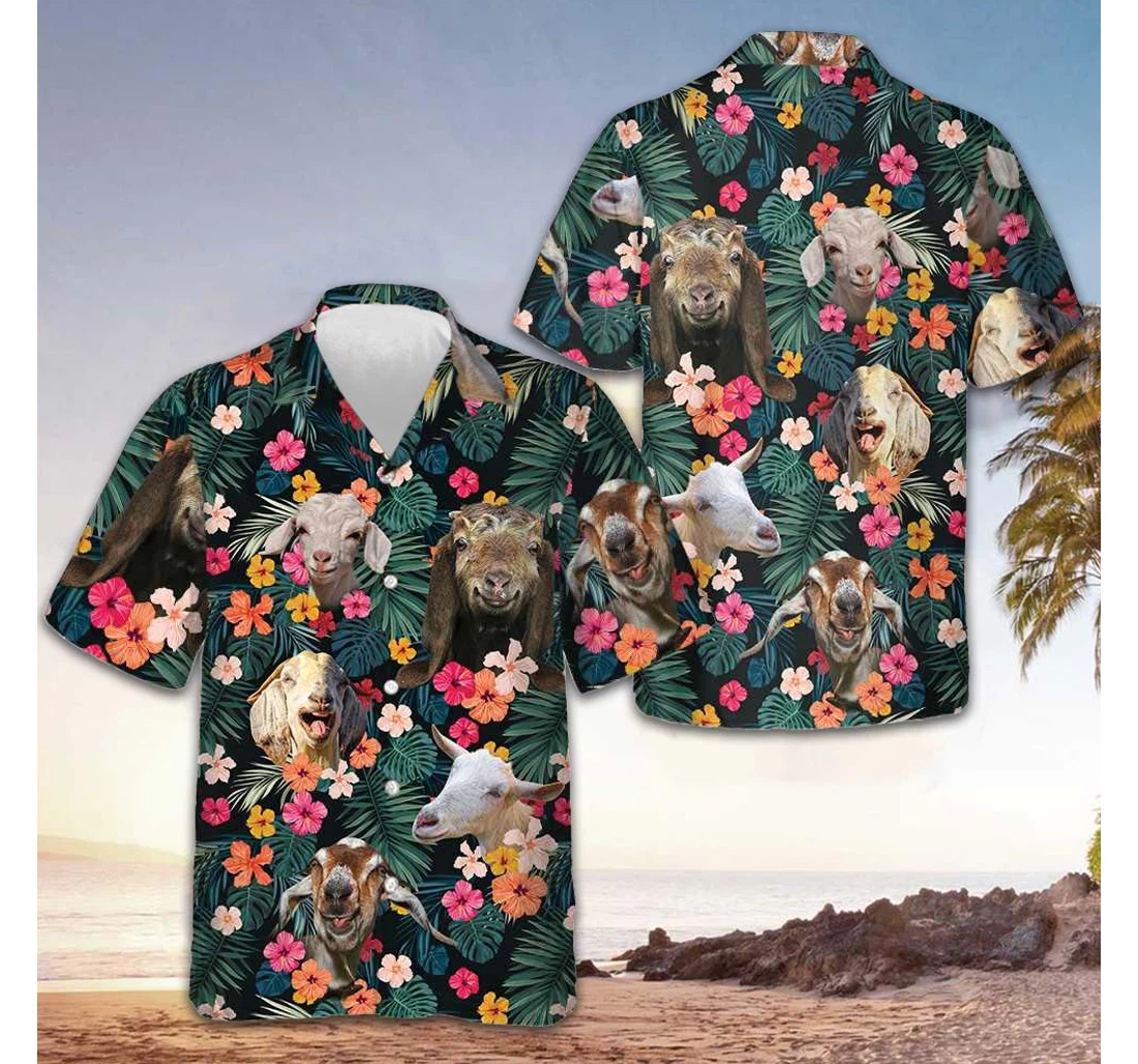 Personalized Goat Gifts Goat Lovers Hawaiian Shirt, Button Up Aloha Shirt For Men, Women