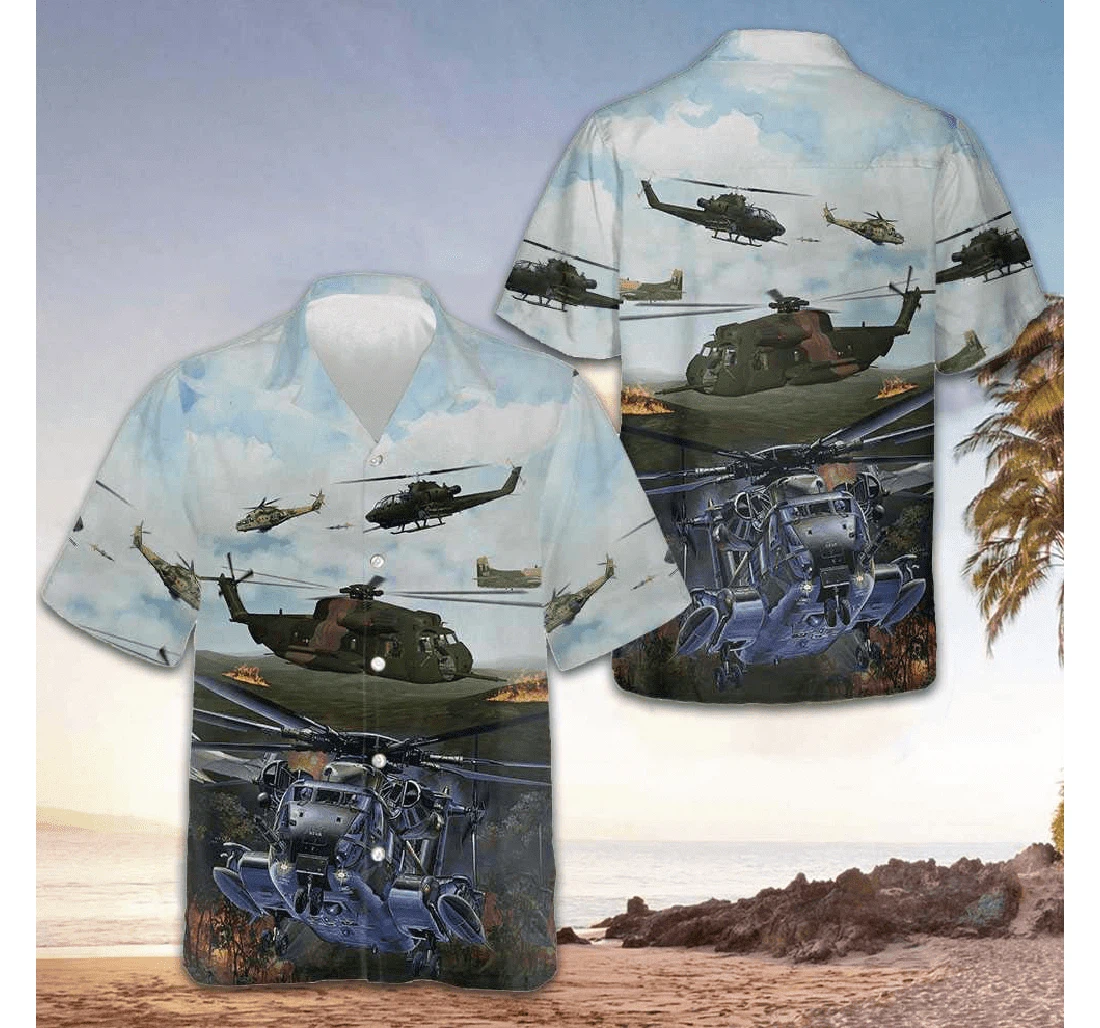 Personalized Green Giant Helicopter Gifts Husband Hawaiian Shirt, Button Up Aloha Shirt For Men, Women