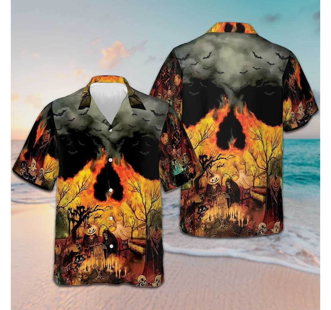 Personalized Party At Halloween Night Horror Halloween Gifts Him Hawaiian Shirt, Button Up Aloha Shirt For Men, Women