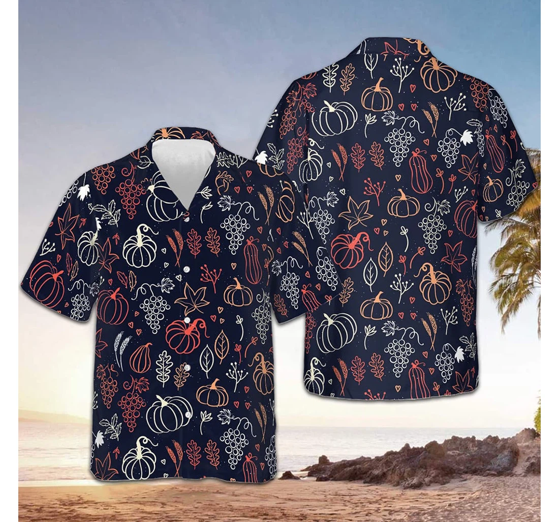 Personalized Elegant Thanksgiving Pumpkin Autumn Fall Good Thanksgiving Gifts Hawaiian Shirt, Button Up Aloha Shirt For Men, Women