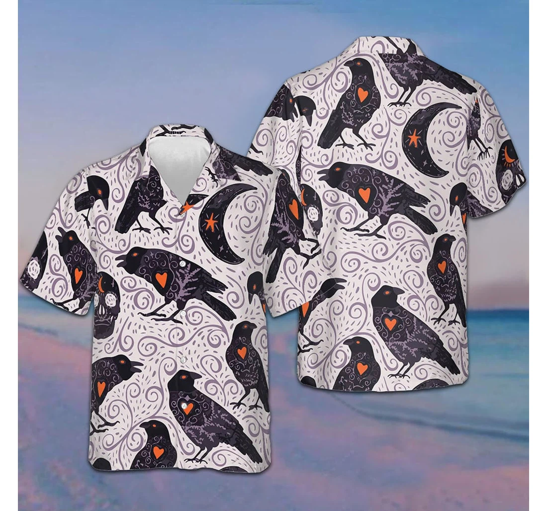 Personalized Raven And Moon Halloween Gifts Halloween Hawaiian Shirt, Button Up Aloha Shirt For Men, Women