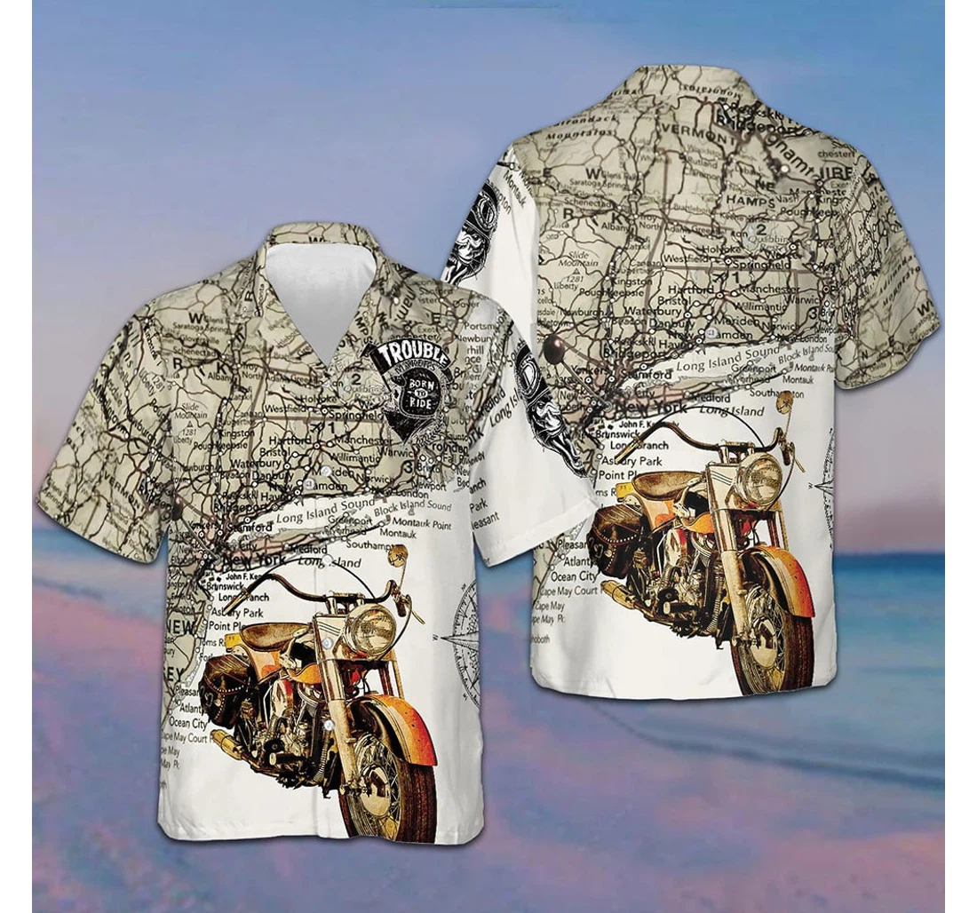 Personalized Makers Born Ride Gifts Motorcycle Enthusiasts Hawaiian Shirt, Button Up Aloha Shirt For Men, Women