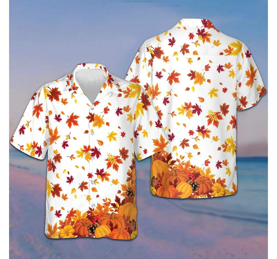 Personalized Thanksgiving Pumpkins And Autumn Leaves Thanksgiving Ideas Hawaiian Shirt, Button Up Aloha Shirt For Men, Women