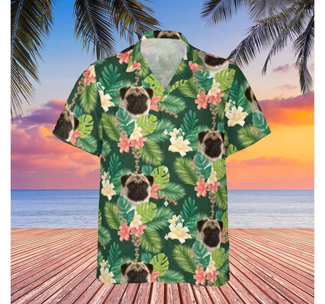 Personalized Pug Lily Ideas Vacations Hawaiian Shirt, Button Up Aloha Shirt For Men, Women