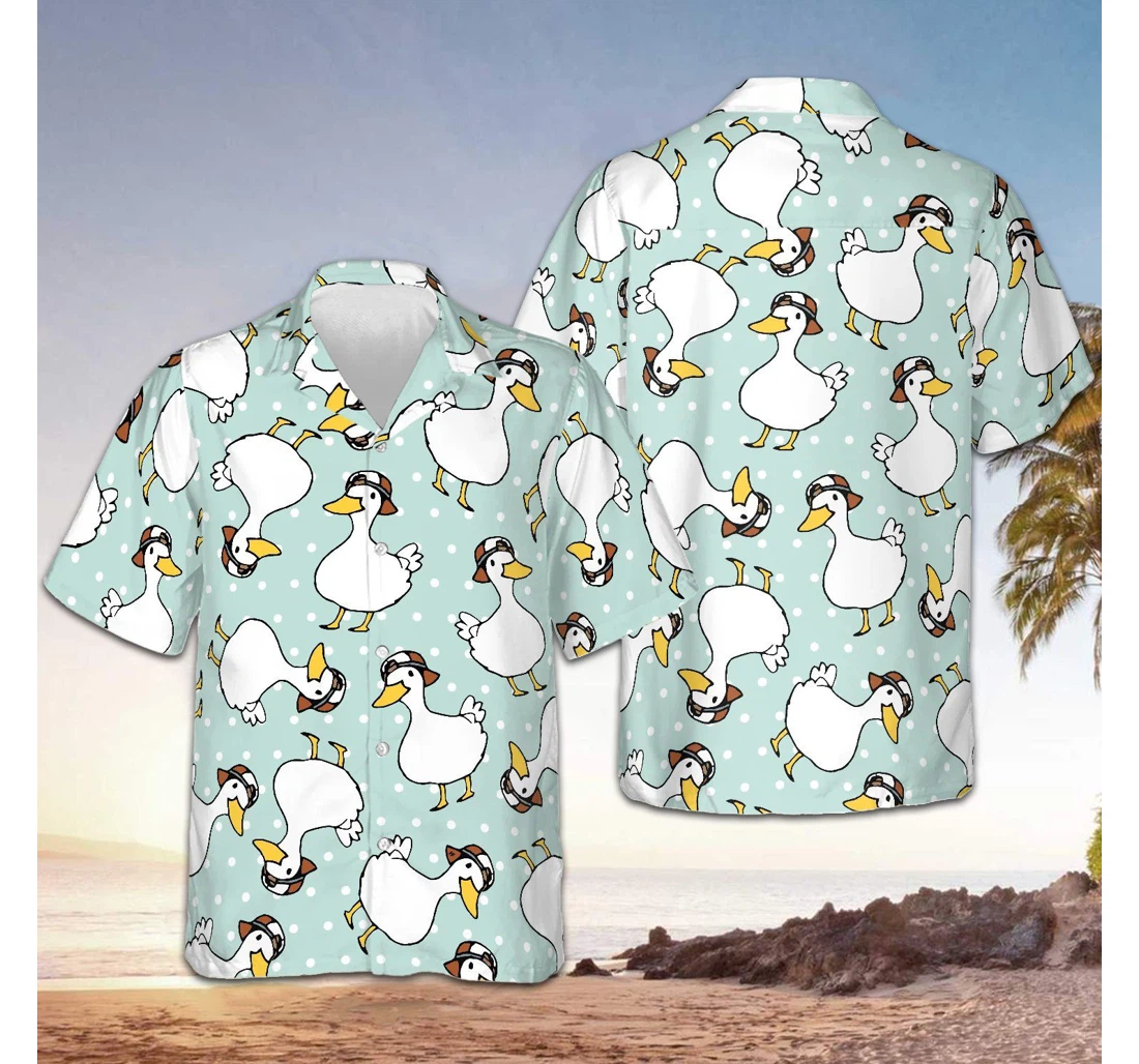 Personalized Duck With Little Red Hat Cute Ideas Hawaiian Shirt, Button Up Aloha Shirt For Men, Women