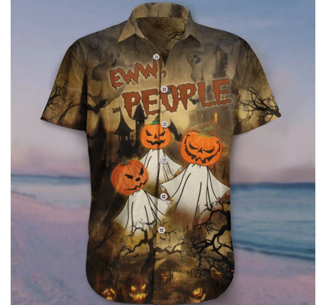 Personalized Halloween Eww People Funny Halloween Adult Womens Hawaiian Shirt, Button Up Aloha Shirt For Men, Women