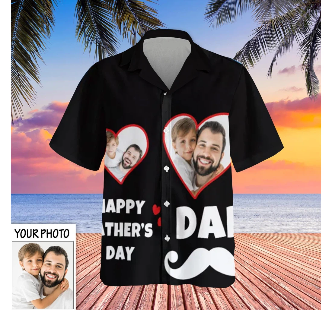 Personalized Custom Photo Happy Father's Day With Pictures Personalized Dad Gifts Hawaiian Shirt, Button Up Aloha Shirt For Men, Women