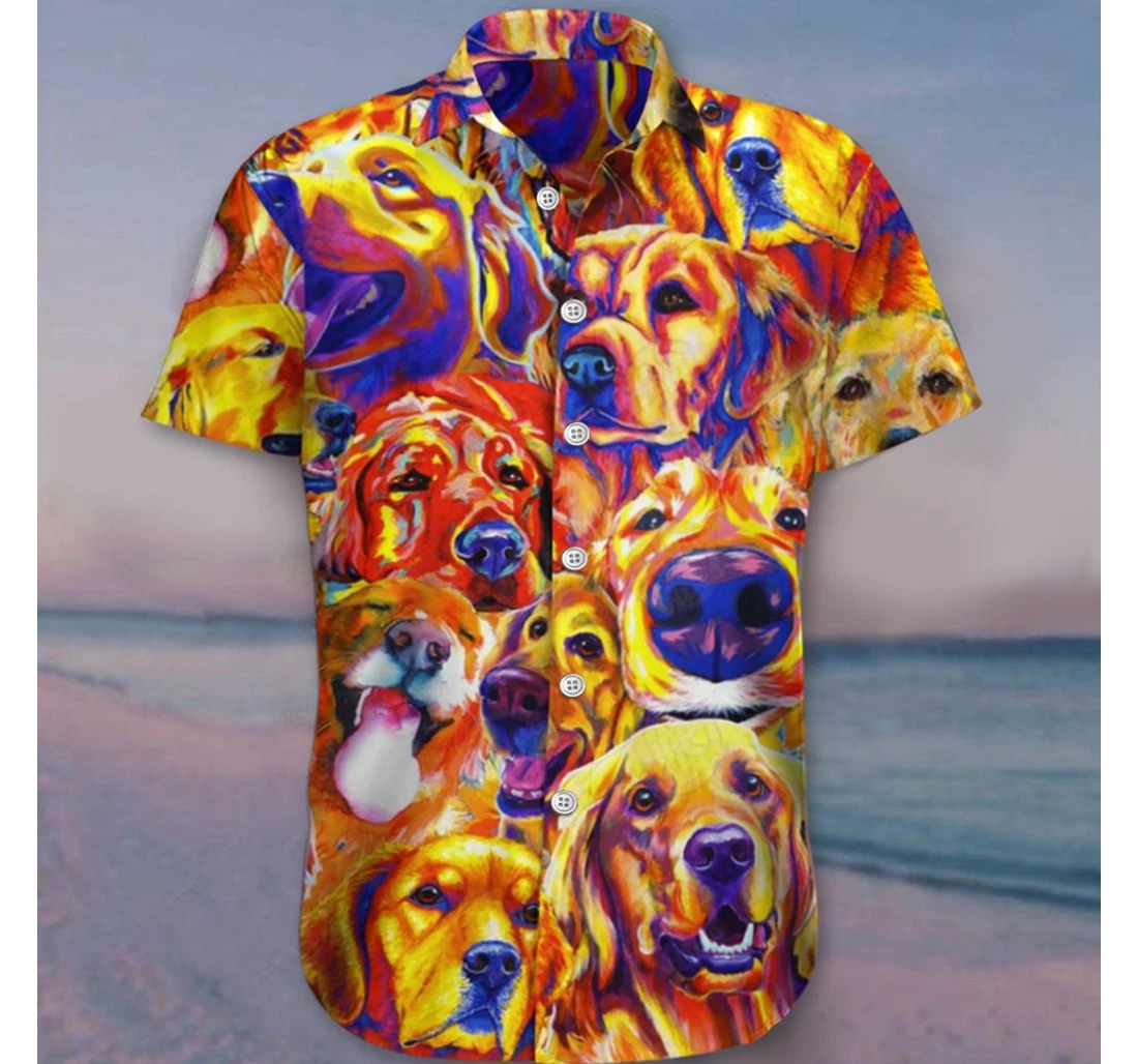 Personalized Golden Retriever Unique Dog Golden Retriever Gift Dad Hawaiian Shirt, Button Up Aloha Shirt For Men, Women