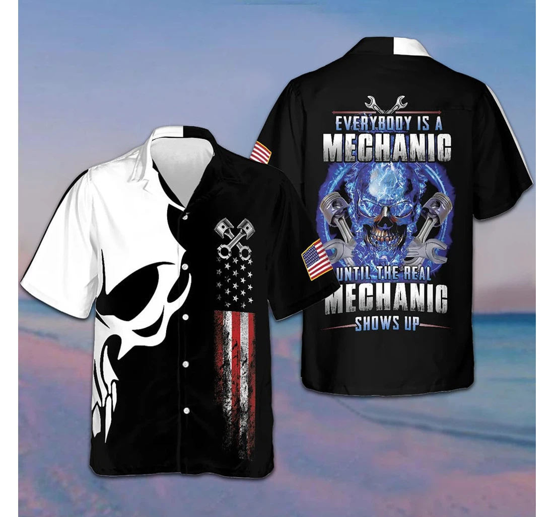 Personalized Everybody Is A Mechanic Until The Real Mechanic Shows Gifts Hawaiian Shirt, Button Up Aloha Shirt For Men, Women