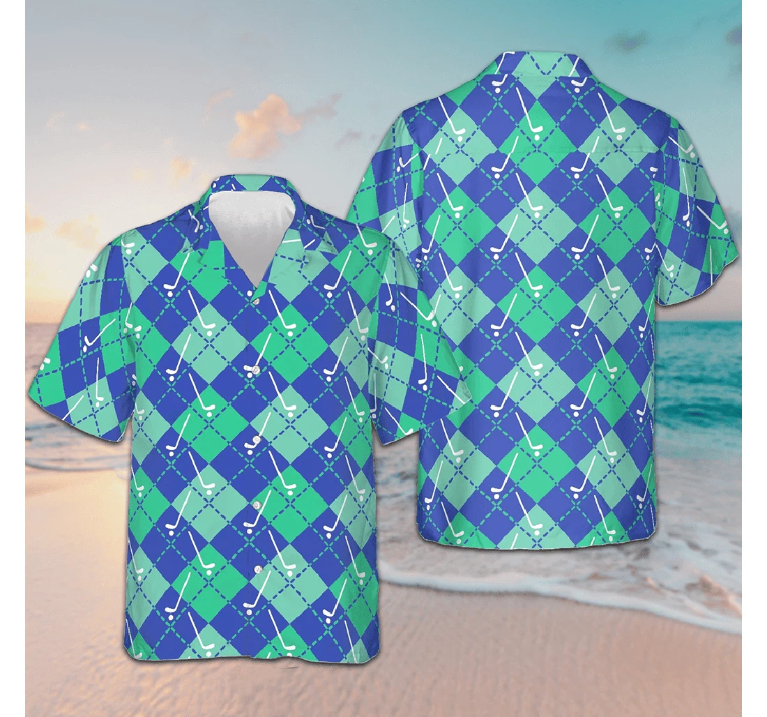 Personalized Plaid Golf Seamless Pattern Golf Lovers Hawaiian Shirt, Button Up Aloha Shirt For Men, Women