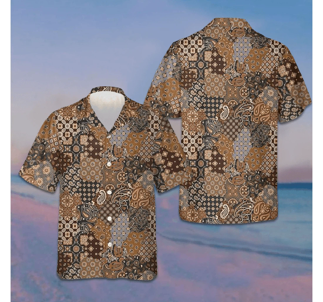 Personalized Paisley Geometric Pattern Gift Him Hawaiian Shirt, Button Up Aloha Shirt For Men, Women