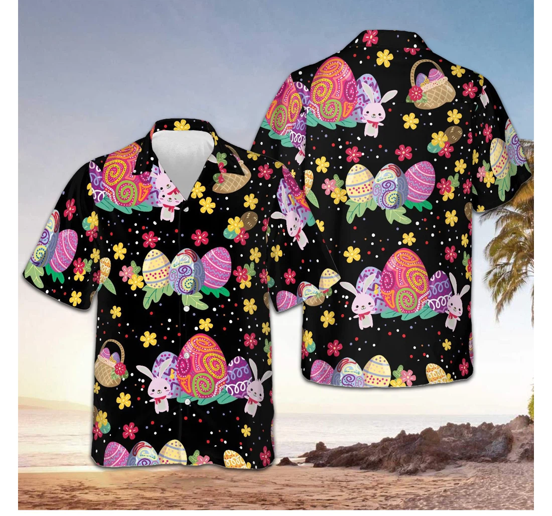 Personalized Flower Bunny Easter Best Gifts Easter Hawaiian Shirt, Button Up Aloha Shirt For Men, Women