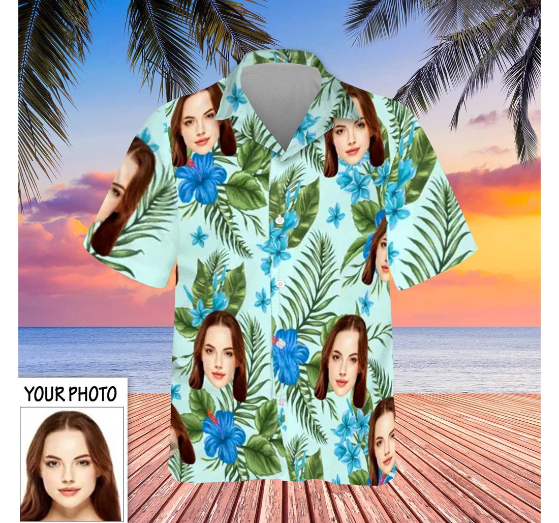 Personalized Custom Image Gifts Uncle Hawaiian Shirt, Button Up Aloha Shirt For Men, Women