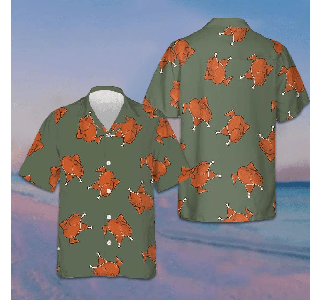 Personalized Thanksgiving Day Roasted Turkey Pattern Funny Thanksgiving Gifts Him Hawaiian Shirt, Button Up Aloha Shirt For Men, Women