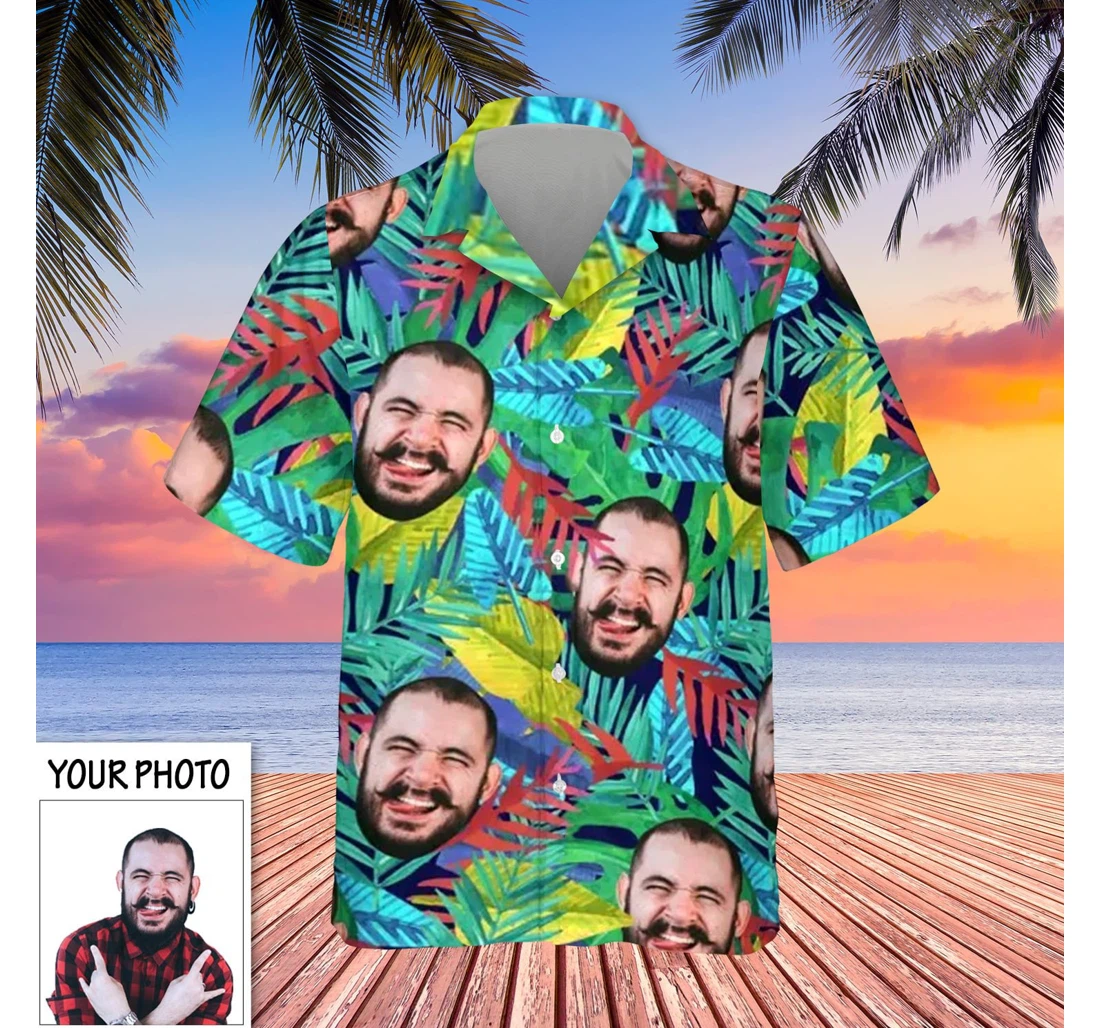 Personalized Custom Face Funny Gifts Him Hawaiian Shirt, Button Up Aloha Shirt For Men, Women