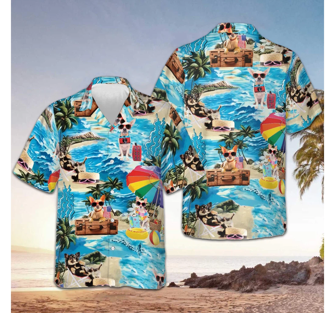 Personalized Funny Chihuahua Gifts Dog Owners Hawaiian Shirt, Button Up Aloha Shirt For Men, Women