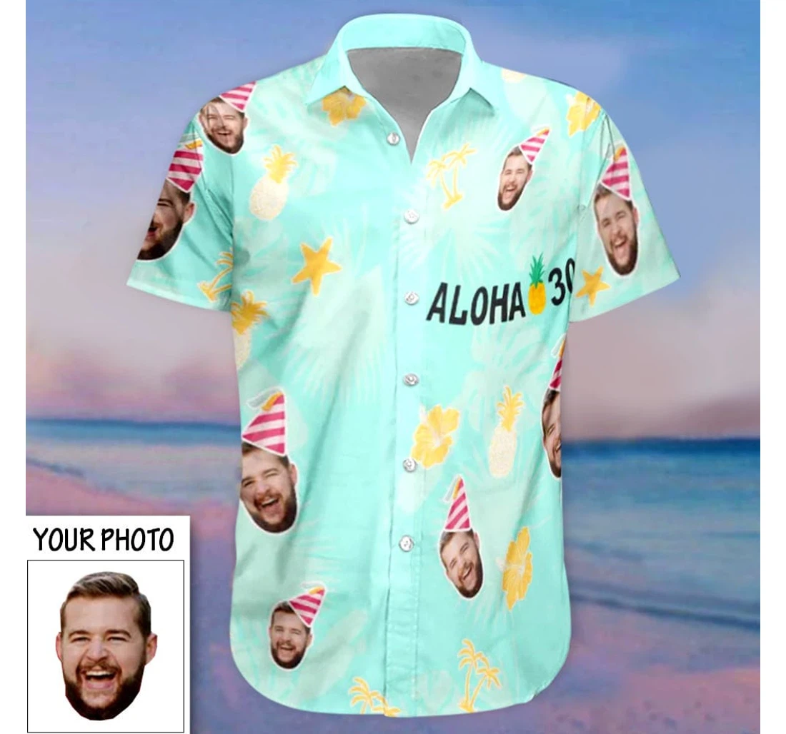 Personalized Custom Photo Gifts Boyfriend Hawaiian Shirt, Button Up Aloha Shirt For Men, Women