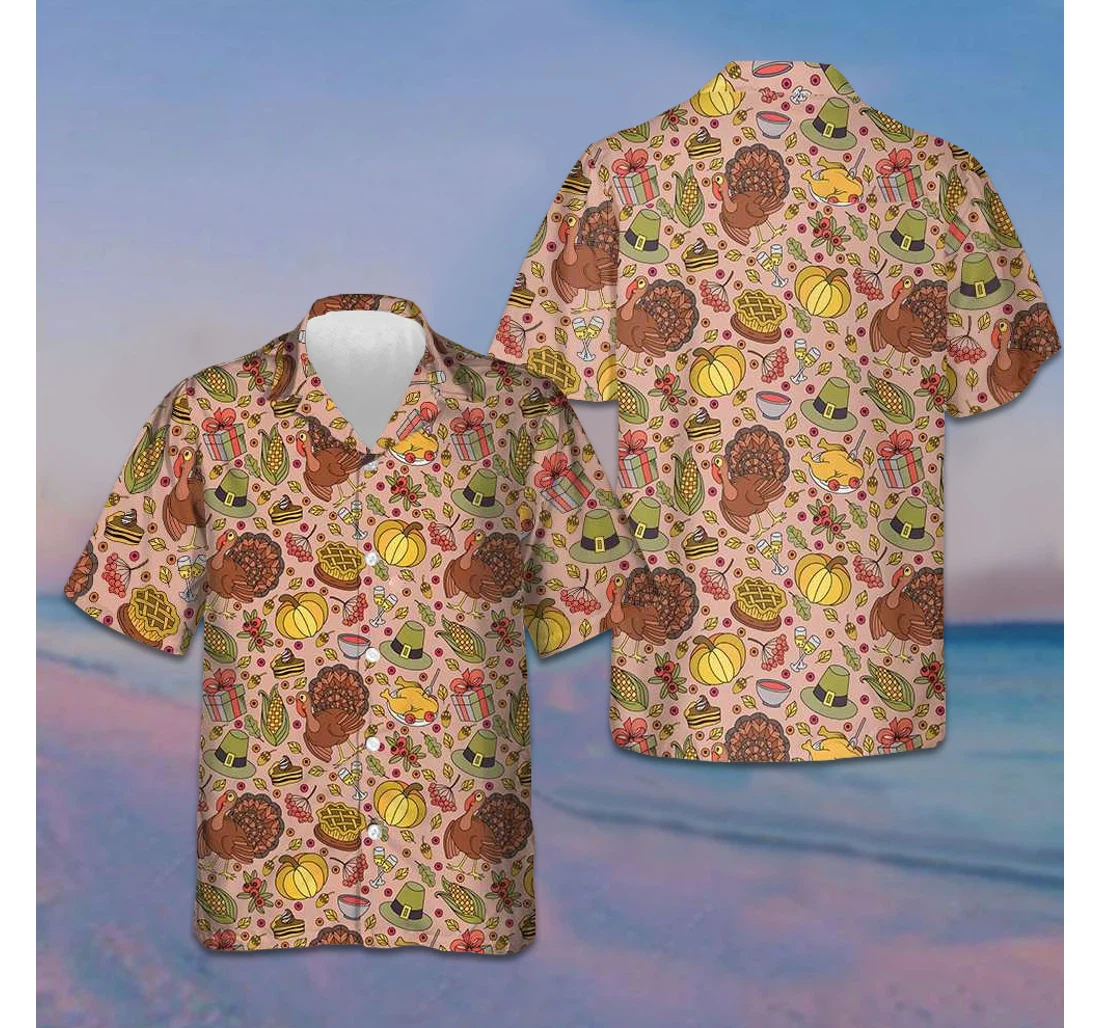 Personalized Thanksgiving Food And Drinks Cool Thanksgiving Gift Ideas Hawaiian Shirt, Button Up Aloha Shirt For Men, Women