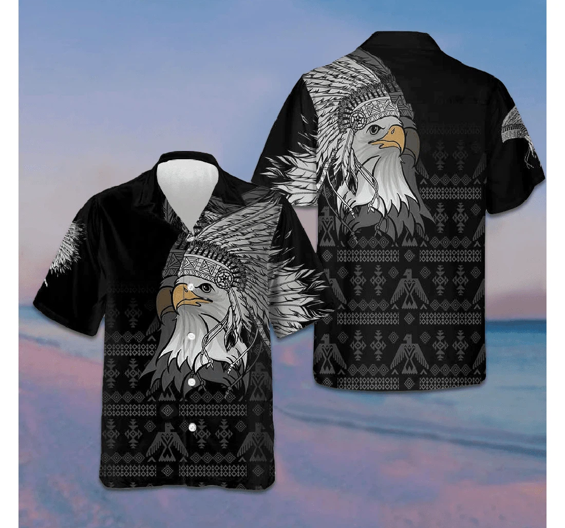 Personalized Spirit Eagle With Headdress Native American Cool Guys Hawaiian Shirt, Button Up Aloha Shirt For Men, Women