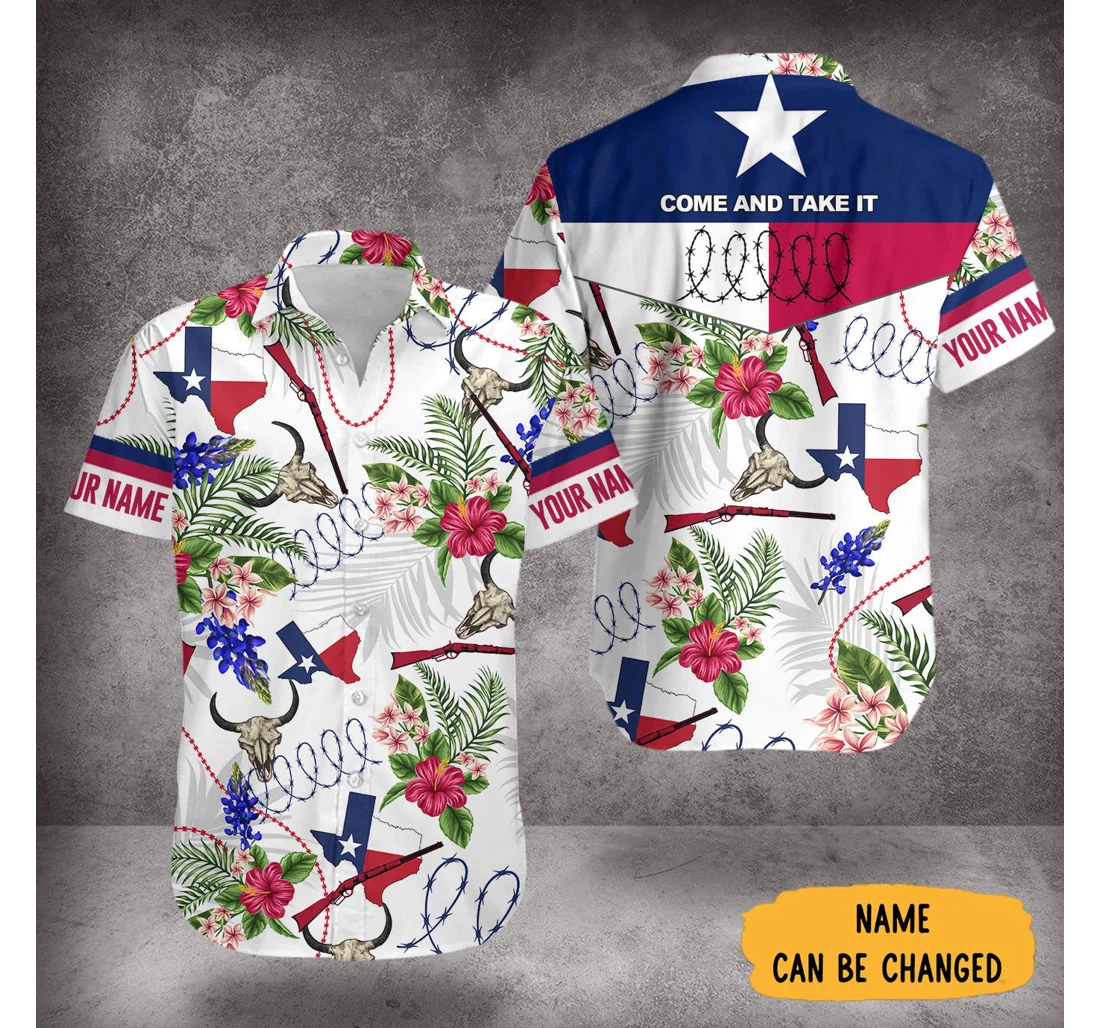 Personalized Custom Come And Take It Barbed Wire I Stand With Texas Clothing Hawaiian Shirt, Button Up Aloha Shirt For Men, Women