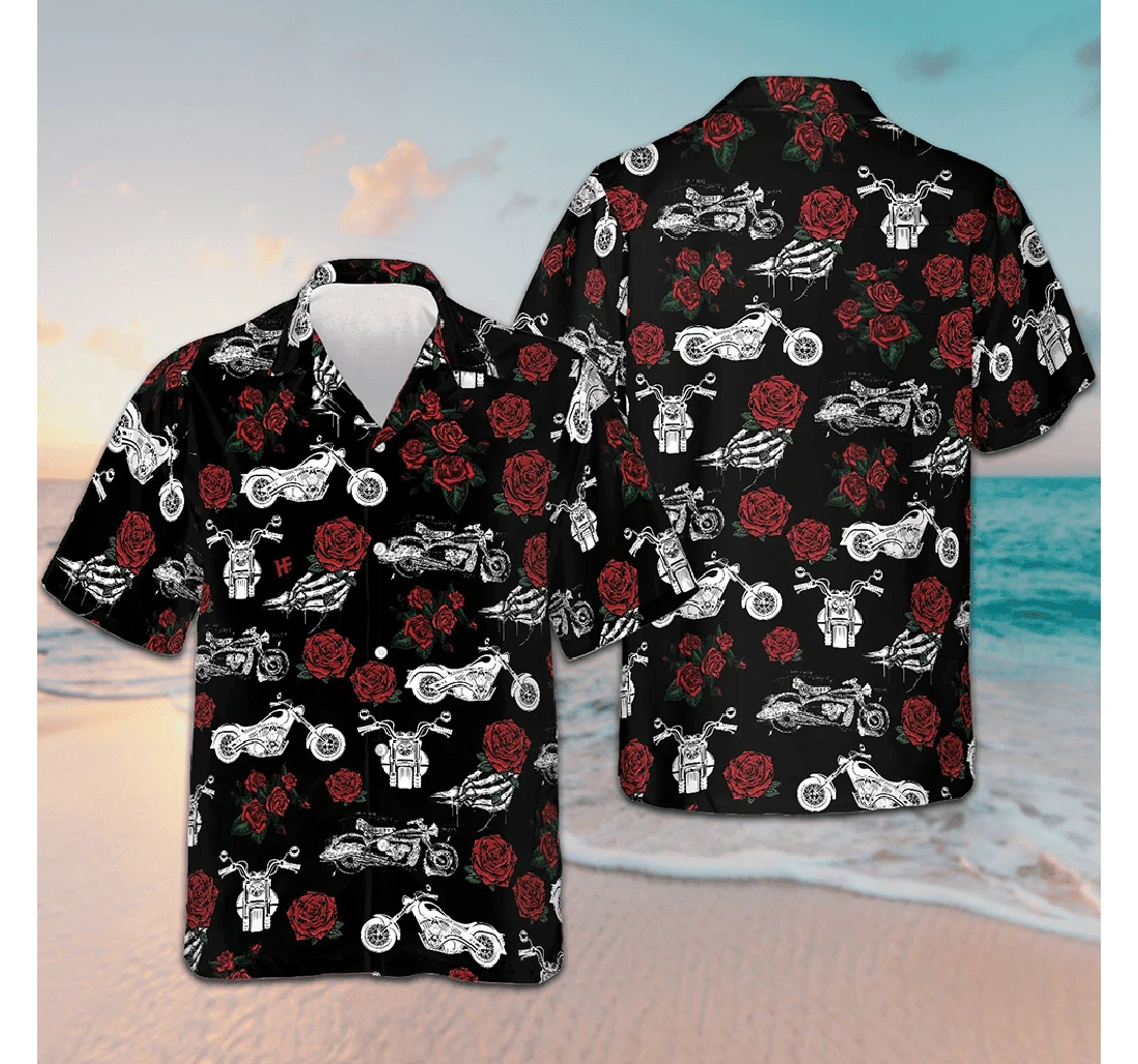 Personalized Live Love Motorbike Rose Gifts Motorcycle Lovers Hawaiian Shirt, Button Up Aloha Shirt For Men, Women
