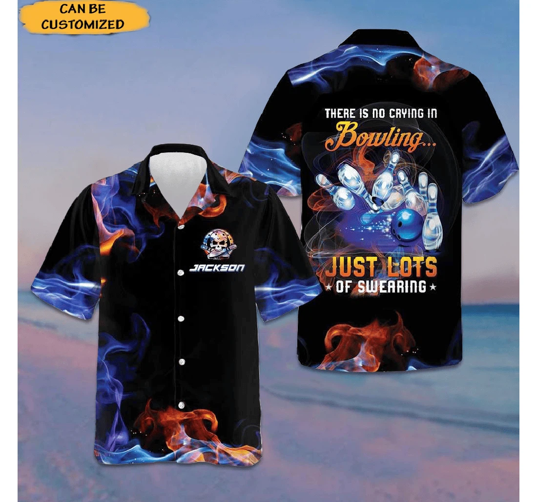 Personalized Custom There Is No Crying In Bowling Just Lots Of Swearing Gifts Bowlers Hawaiian Shirt, Button Up Aloha Shirt For Men, Women