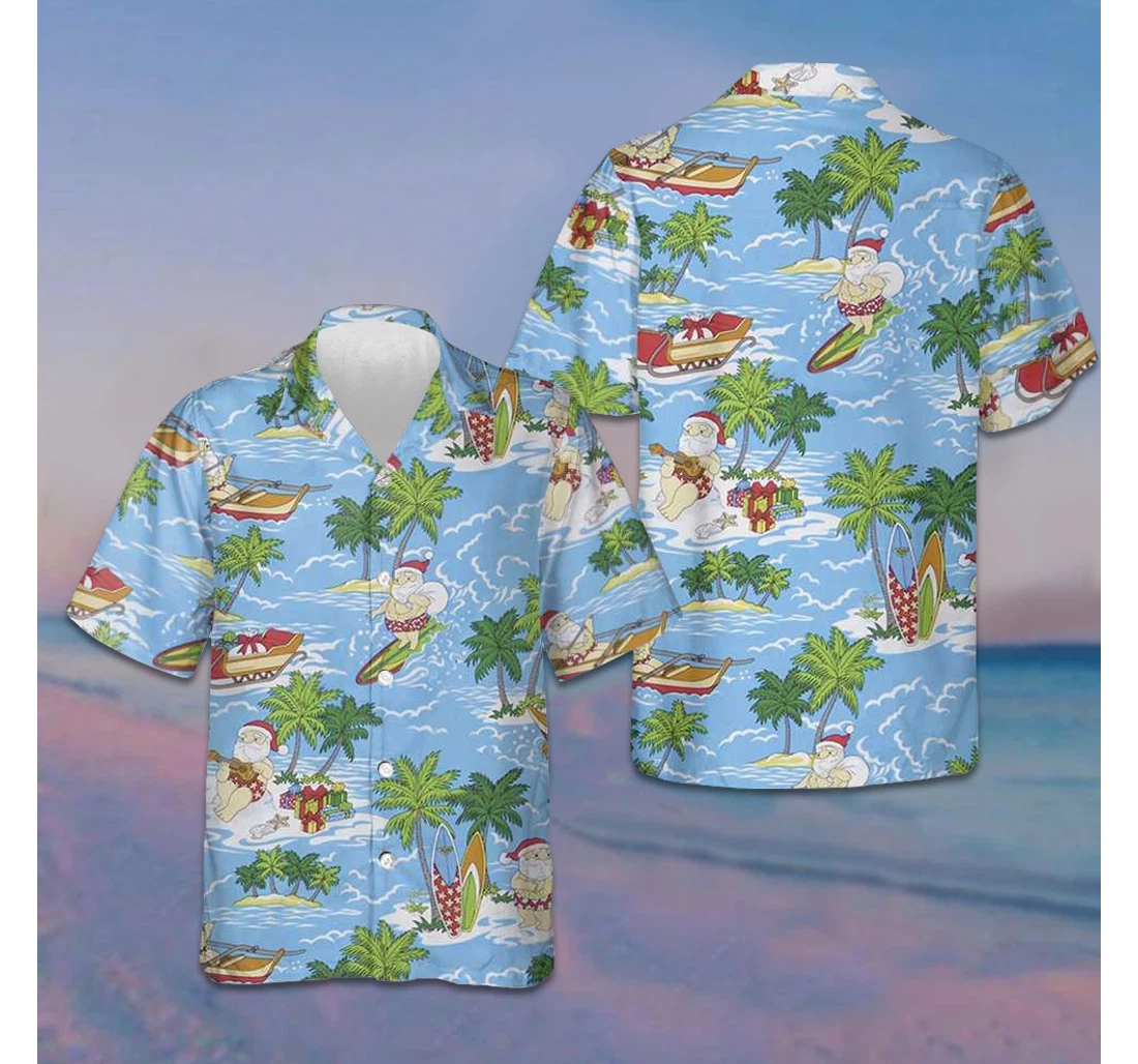 Personalized Santa Sailing Christmas Funny Santa Best Gifts Xmas Hawaiian Shirt, Button Up Aloha Shirt For Men, Women