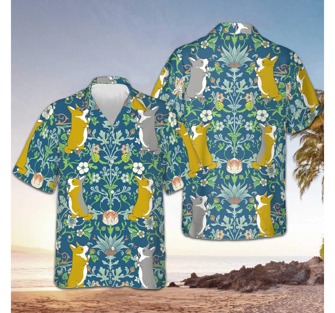 Personalized Corgi In The Magical Forest Cute Corgi Themed Items Gift Hawaiian Shirt, Button Up Aloha Shirt For Men, Women