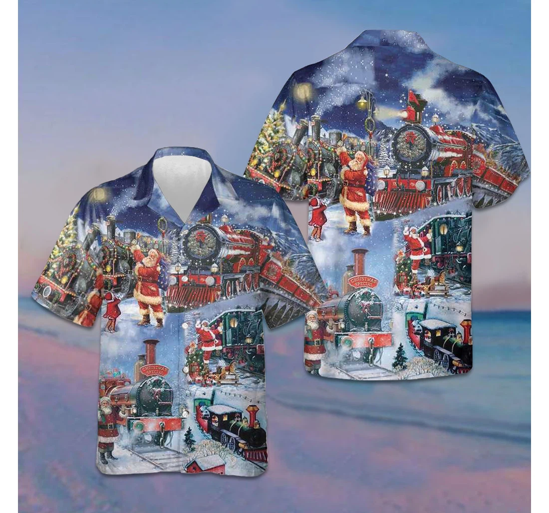 Personalized Train Christmas Funny Christmas Gifts Cousin Hawaiian Shirt, Button Up Aloha Shirt For Men, Women