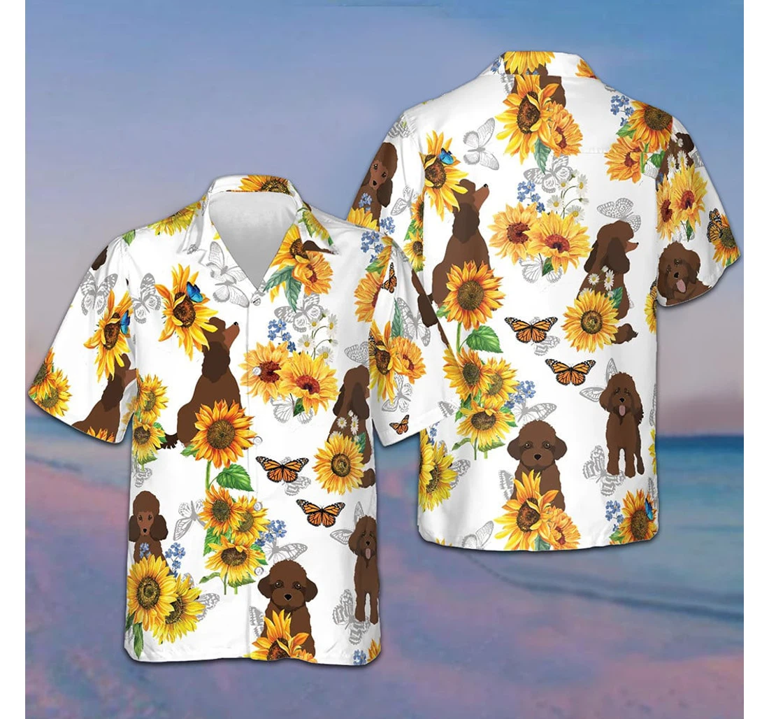 Personalized Poodle Lover With Sunflower Gifts Him Hawaiian Shirt, Button Up Aloha Shirt For Men, Women
