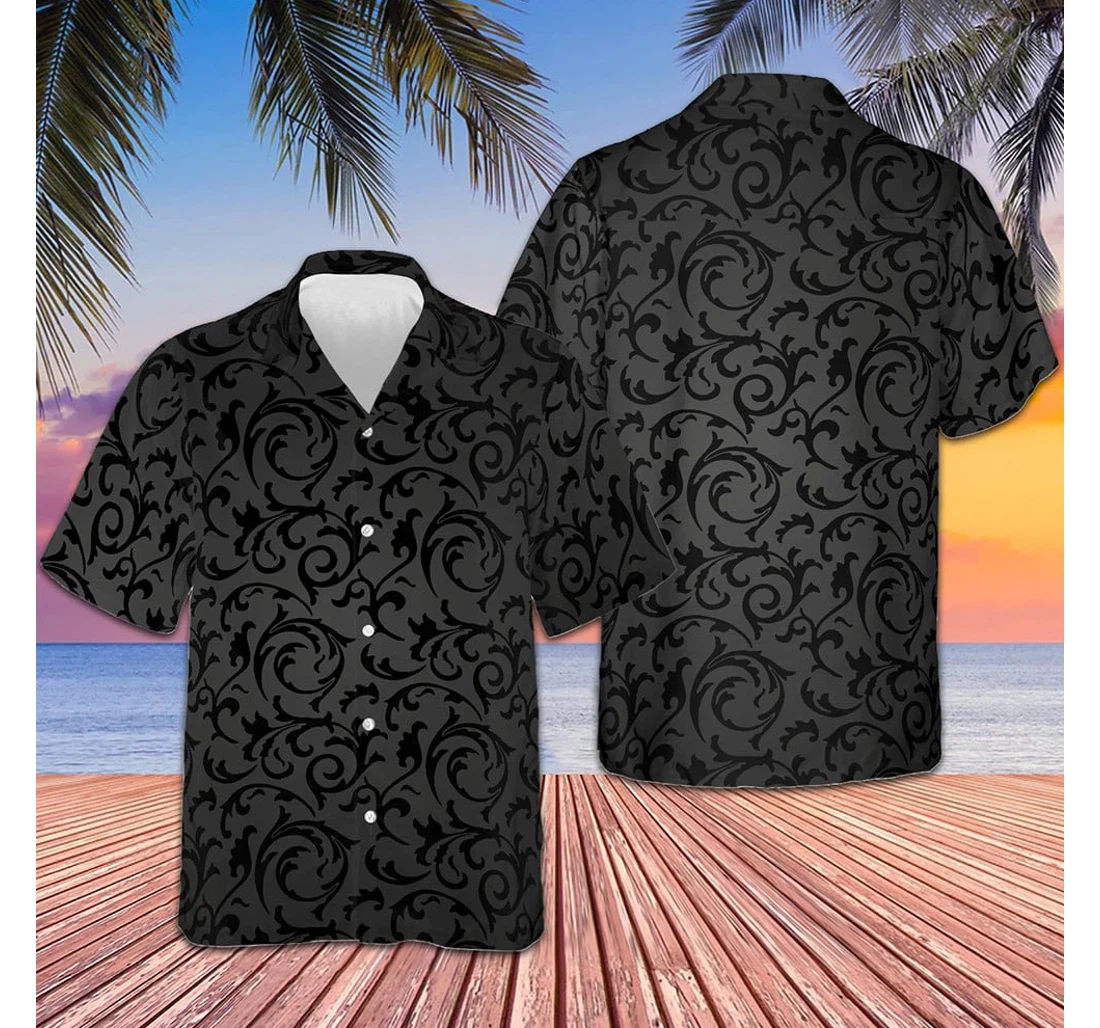Personalized Black And Grey Seamless Goth Style Gifts Dude Hawaiian Shirt, Button Up Aloha Shirt For Men, Women