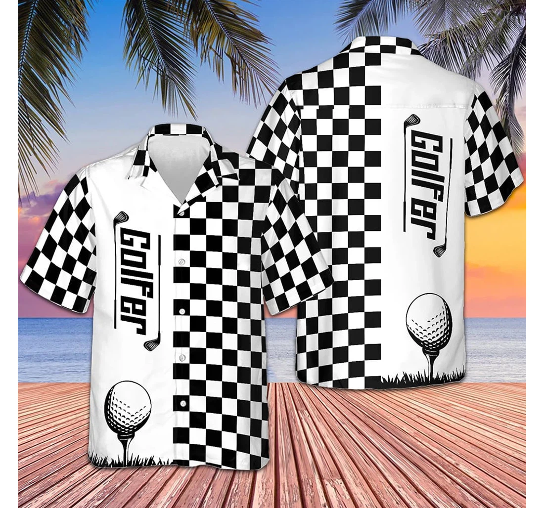 Personalized Golfer Checkerboard Good Golf Gifts Golf Lovers Him Hawaiian Shirt, Button Up Aloha Shirt For Men, Women