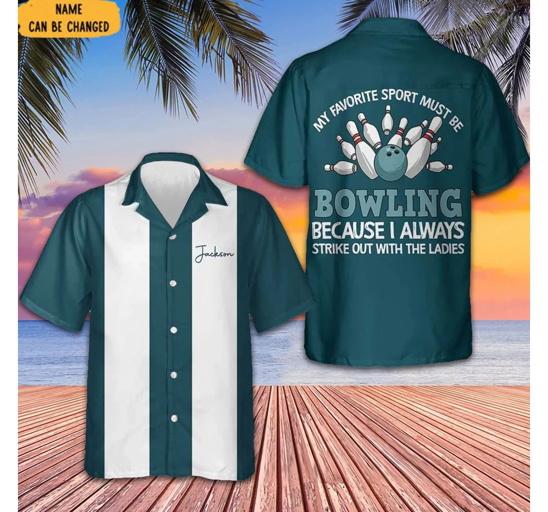 Personalized Custom My Favorite Sport Must Be Bowling Bowling Lovers Hawaiian Shirt, Button Up Aloha Shirt For Men, Women