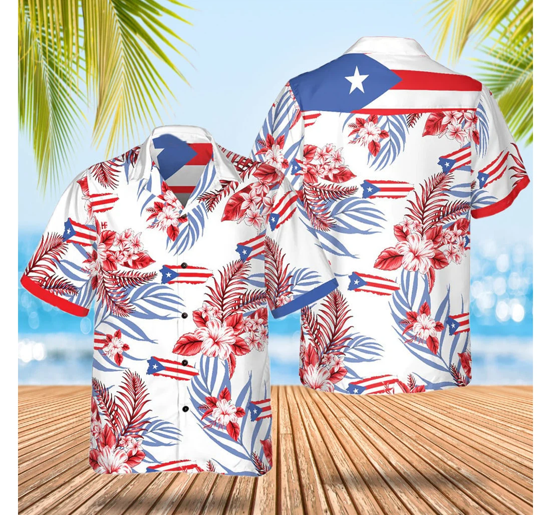 Personalized Puerto Rico Puerto Rican Pride Gifts Guys Hawaiian Shirt, Button Up Aloha Shirt For Men, Women
