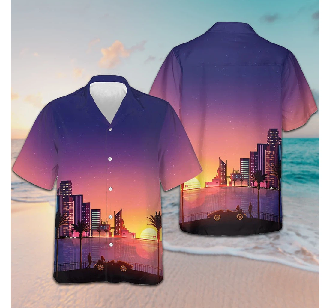 Personalized Miami Sunset Cool Gifts Brother In Law Hawaiian Shirt, Button Up Aloha Shirt For Men, Women