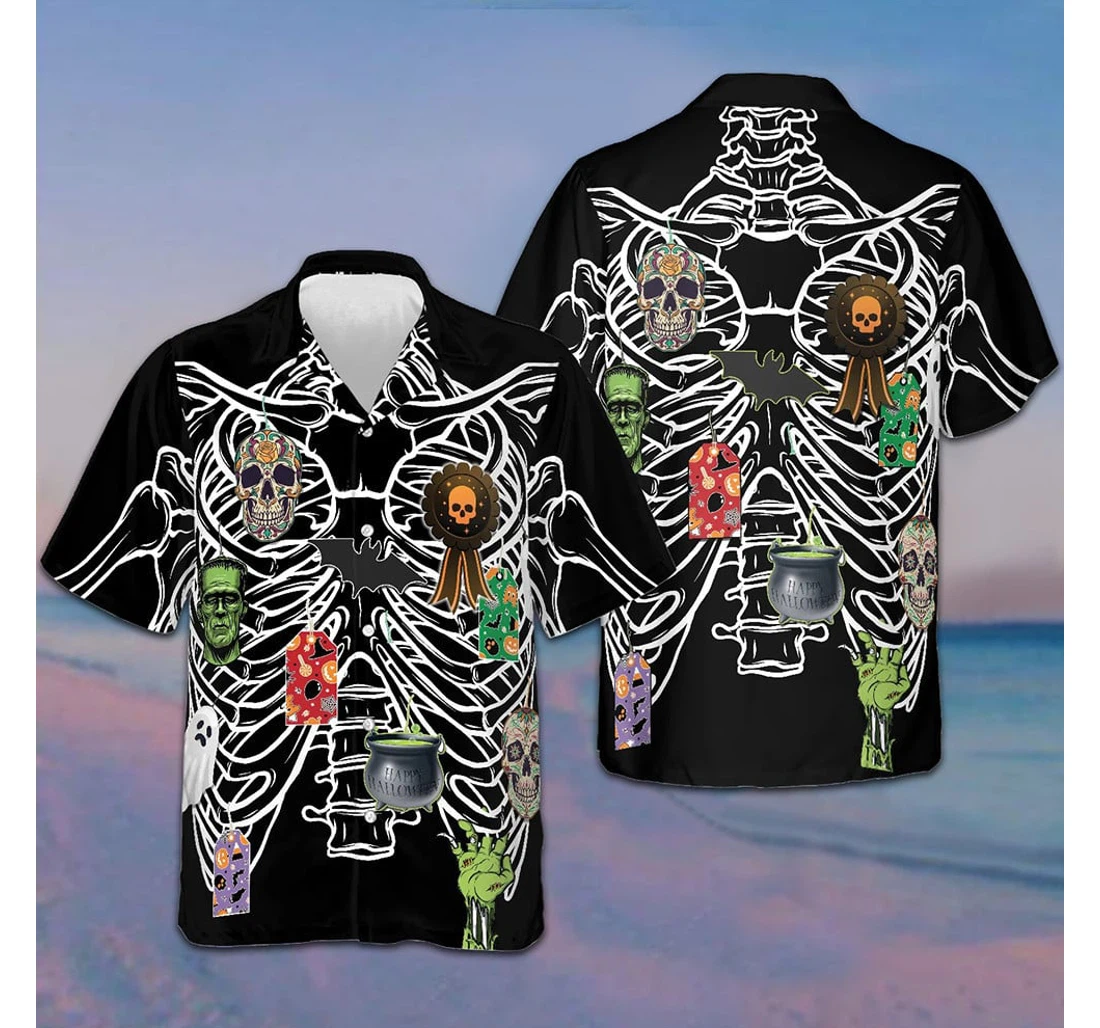 Personalized Halloween Skeleton Shirt Gifts Halloween Lovers Hawaiian Shirt, Button Up Aloha Shirt For Men, Women