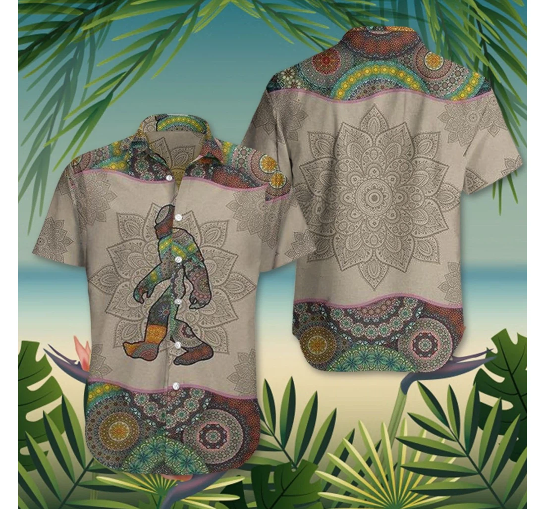 Personalized Bigfoot Mandala Gift Hawaiian Shirt, Button Up Aloha Shirt For Men, Women