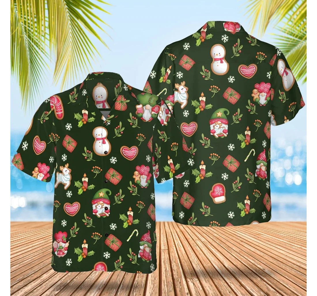 Personalized Gnome Christmas Shirt Gifts Merry Christmas Hawaiian Shirt, Button Up Aloha Shirt For Men, Women