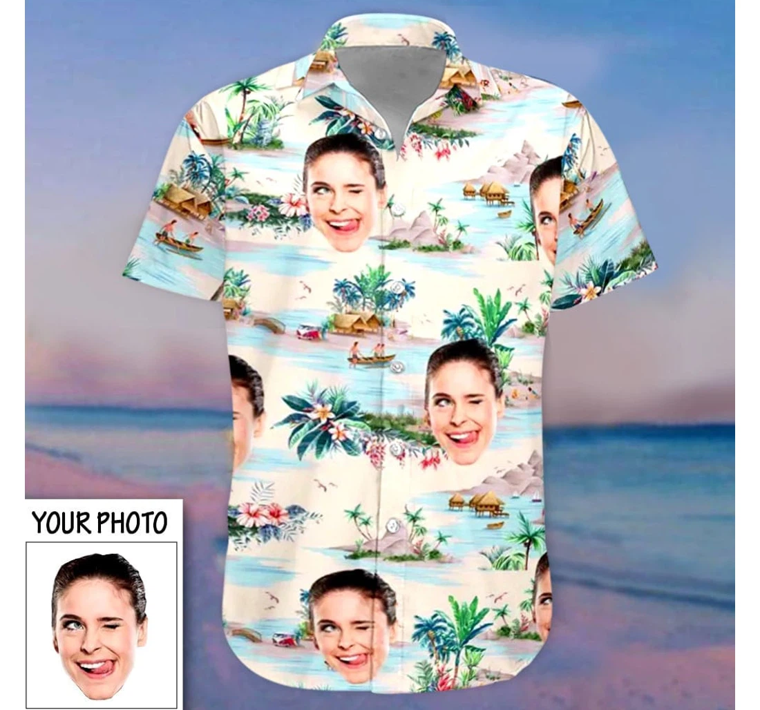 Personalized Picture With Your Face On It Funny Gifts Him Hawaiian Shirt, Button Up Aloha Shirt For Men, Women