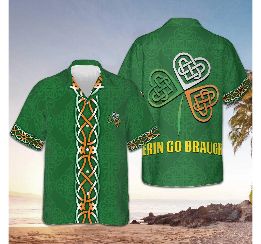 Personalized Erin Go Bragh Ireland St Patricks Day Irish Gifts Hawaiian Shirt, Button Up Aloha Shirt For Men, Women